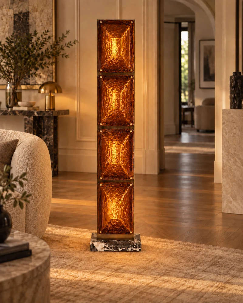 Tapered Glass Floor Lamp | Amber | CLTPG160A
