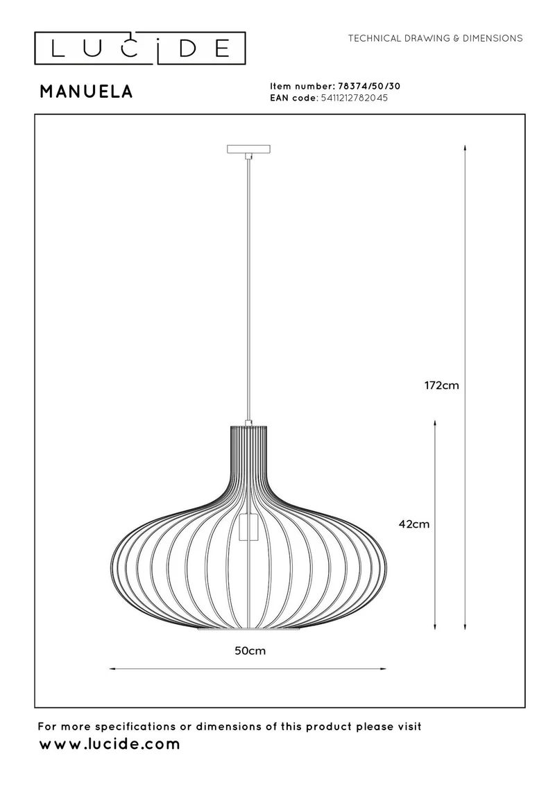 Pendelleuchte Manuela 1-flammig dimmbar Schwarz 50cm