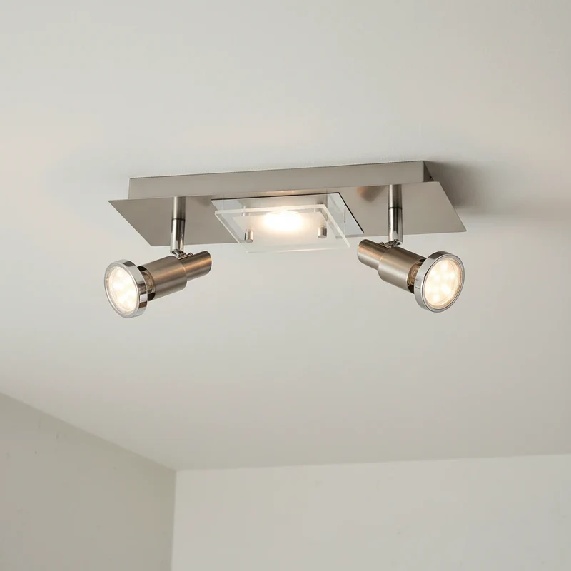 LED Wand- und Deckenleuchte 3flg COMBINATA Metall-Glas matt-nickel