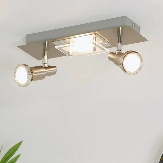 LED Wand- und Deckenleuchte 3flg COMBINATA Metall-Glas matt-nickel