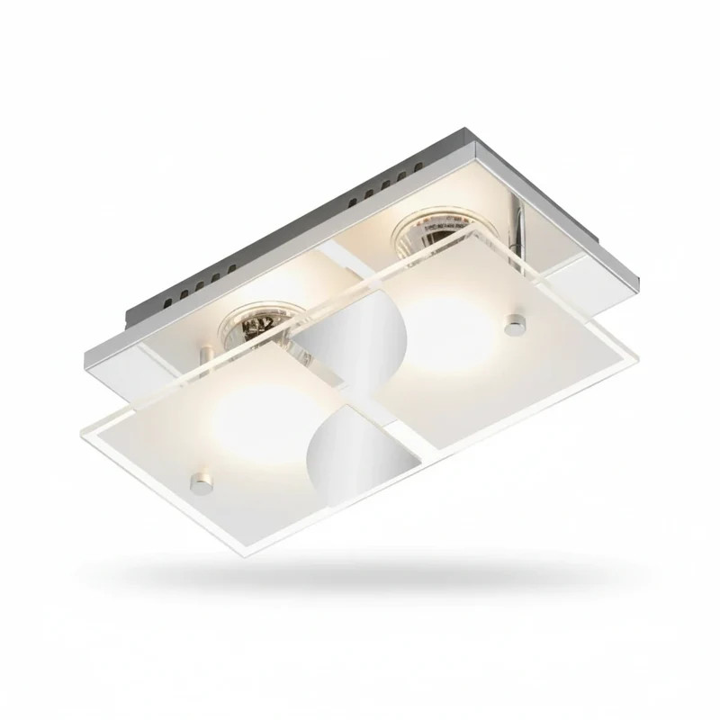 Rechteckige LED Deckenlampe Wandlampe aus Glas 2x GU10