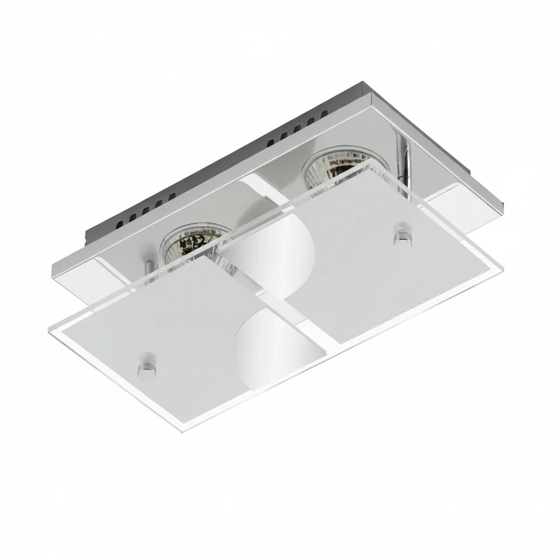 Rechteckige LED Deckenlampe Wandlampe aus Glas 2x GU10