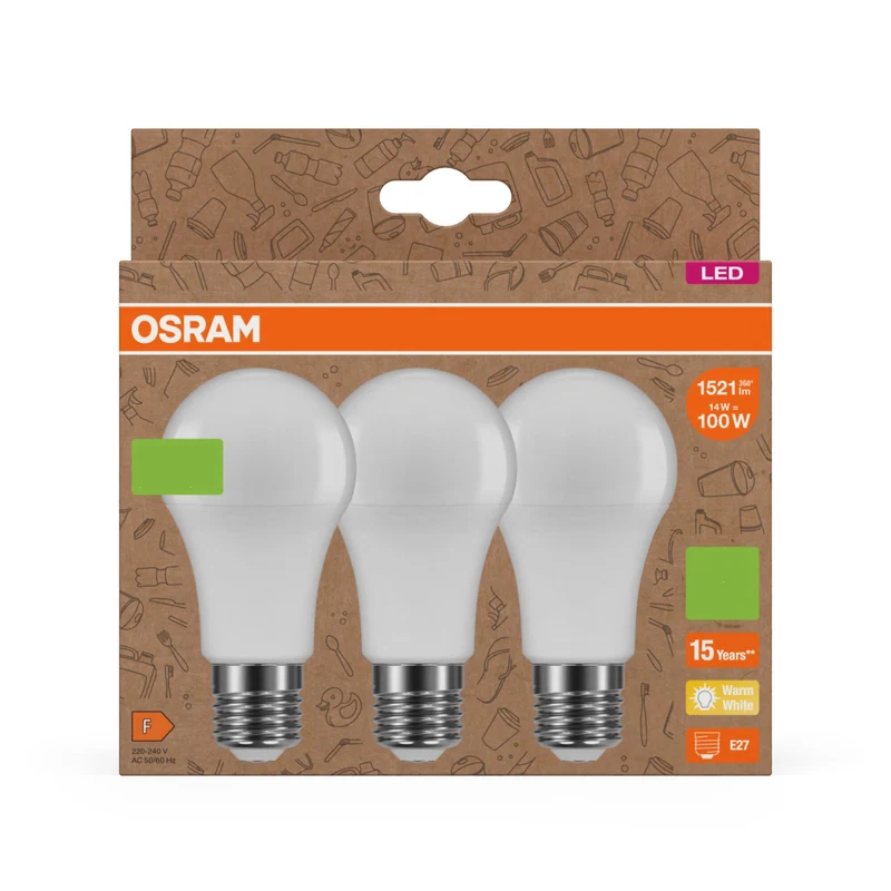 OSRAM LED PCR LAMPS WITH CLASSIC A in A-Form, LED-Lampe, Matt, 14 W, 1521 lm, 2700 K, CRI ≥80