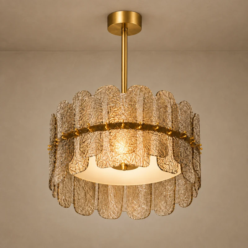 The Nocturne Chandelier | Smoky Art Glass & Brass | CLND007