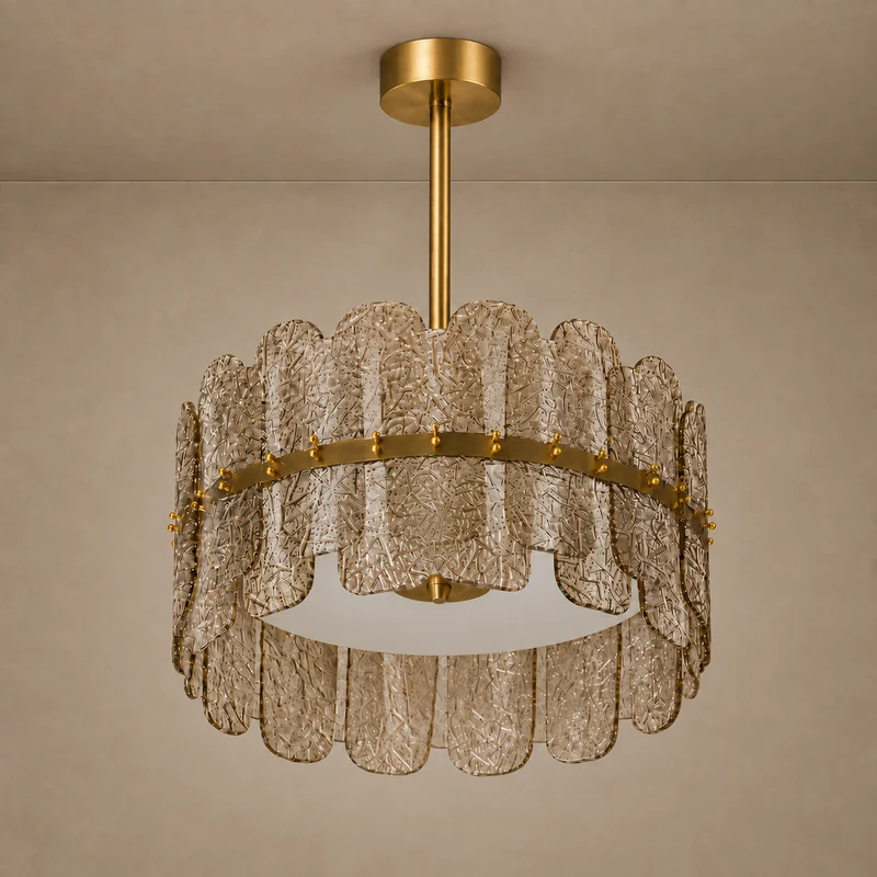 The Nocturne Chandelier | Smoky Art Glass & Brass | CLND007
