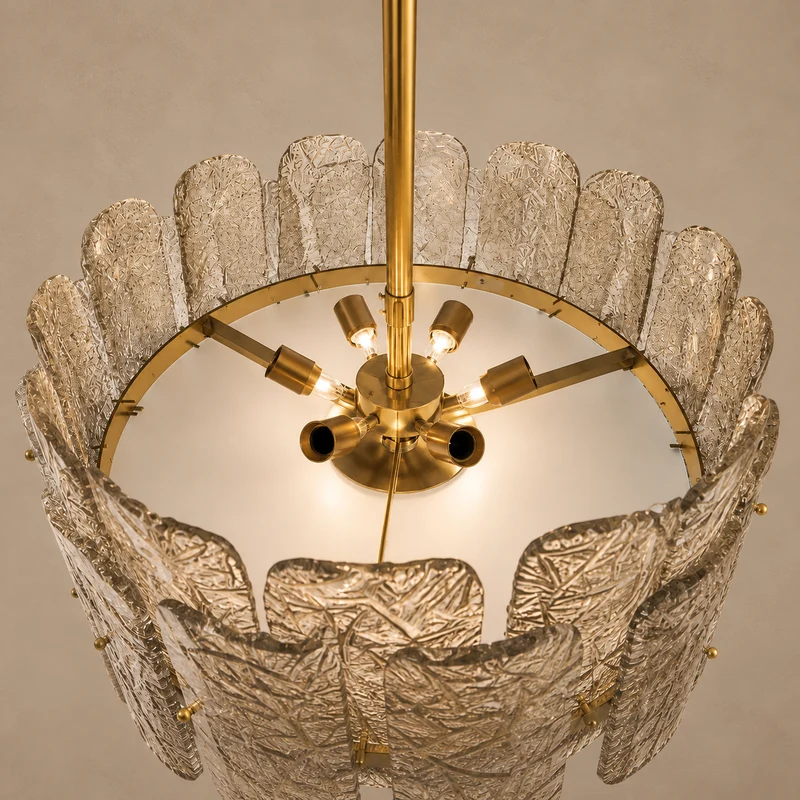 The Nocturne Chandelier | Smoky Art Glass & Brass | CLND007