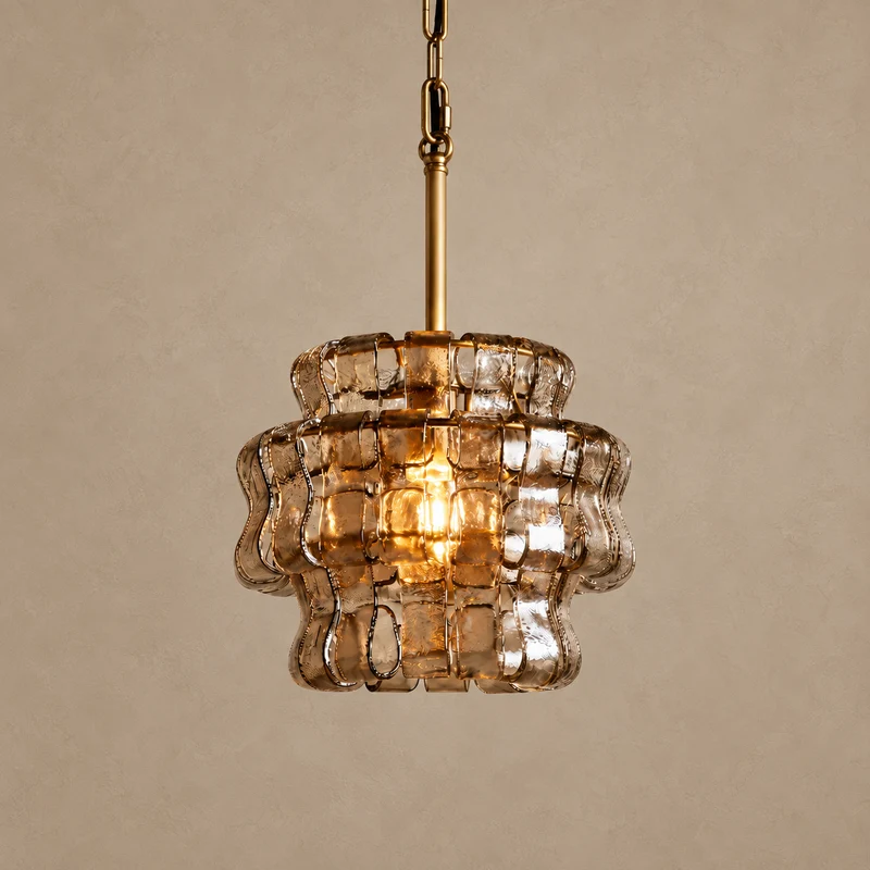 The Bellatrix Pendant | Clear Textured Glass & Brass | CLND023