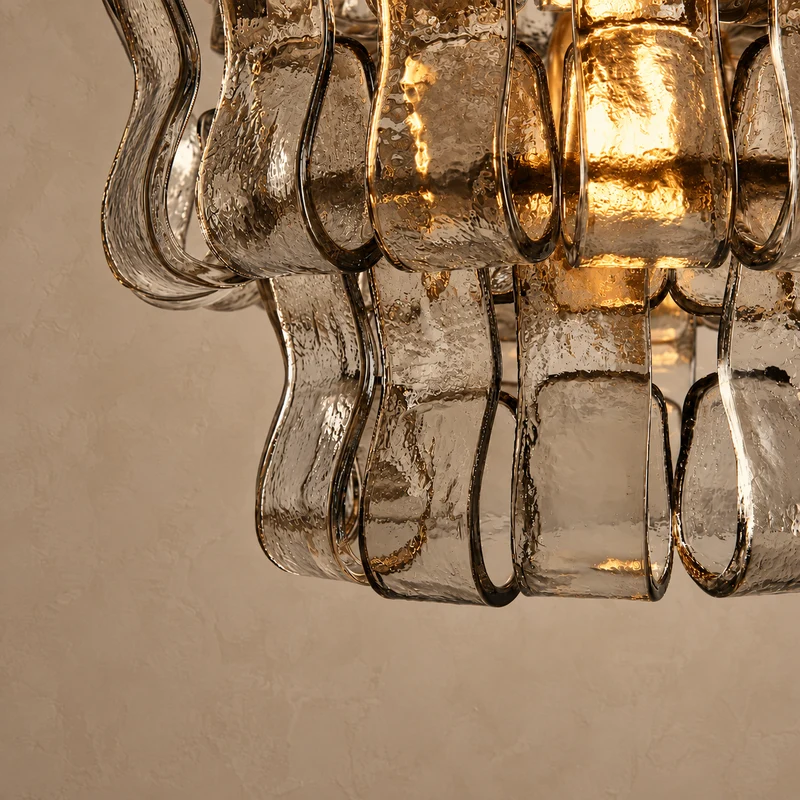 The Bellatrix Pendant | Clear Textured Glass & Brass | CLND023