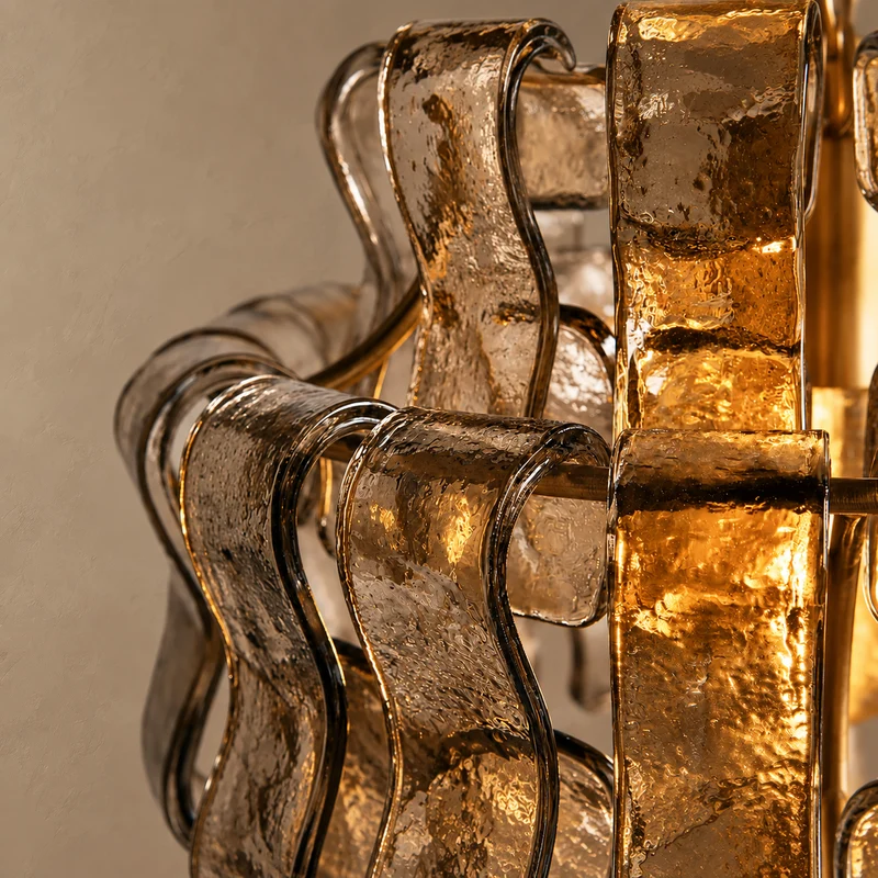 The Bellatrix Pendant | Clear Textured Glass & Brass | CLND023