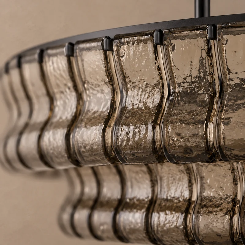 Bellatrix Long Chandelier | Amber Curved Glass | CLND019