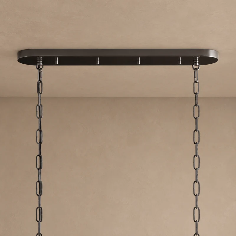 Bellatrix Long Chandelier | Amber Curved Glass | CLND019