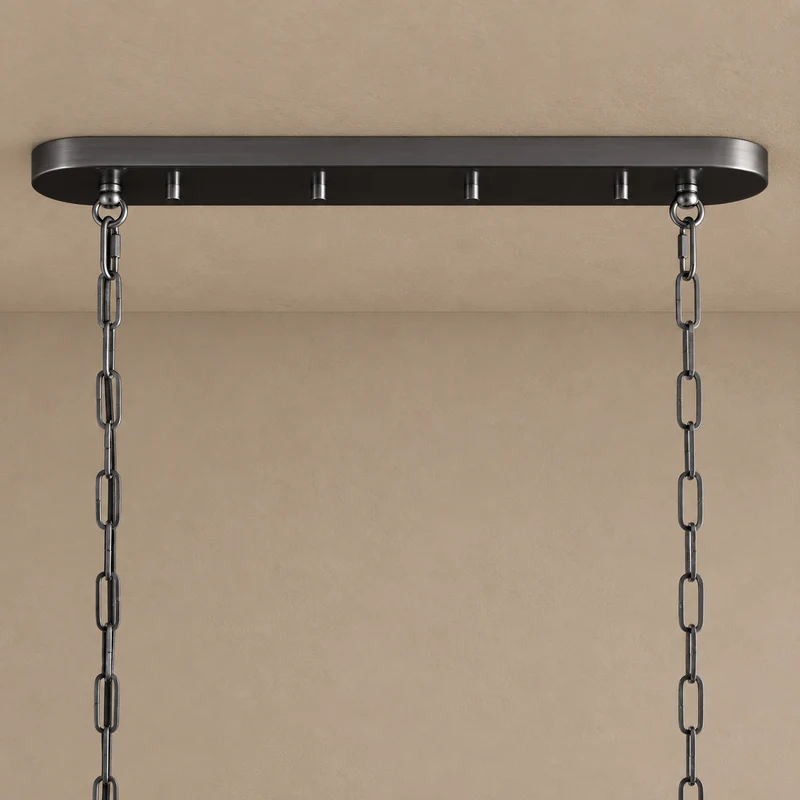 Bellatrix Long Chandelier | Green Curved Glass | CLND020G