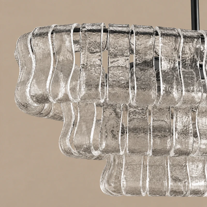 Bellatrix Long Chandelier | Clear Curved Glass | CLND021C
