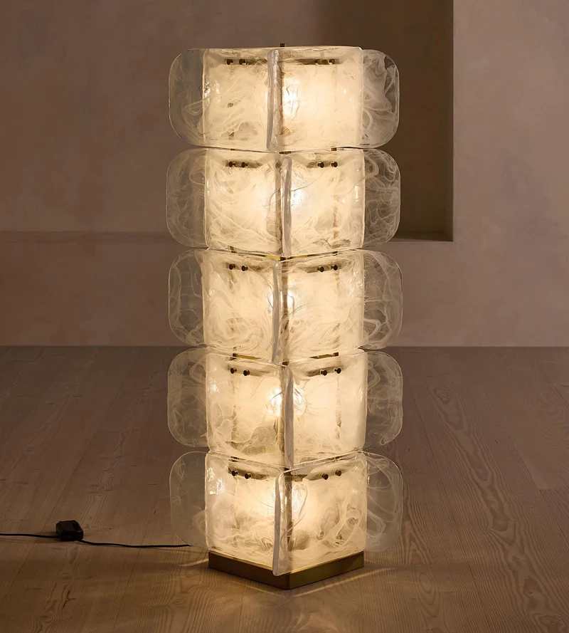 Hand-Blown Frosted Glass Floor Lamp | CLSP255B