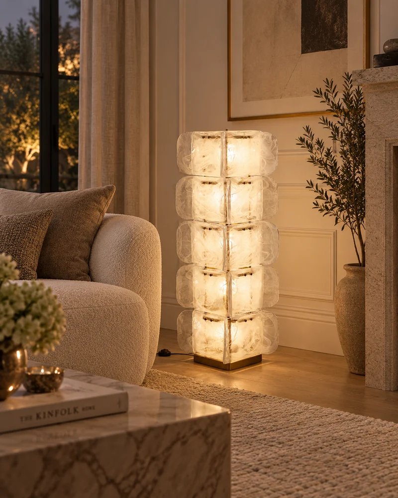 Hand-Blown Frosted Glass Floor Lamp | CLSP255B