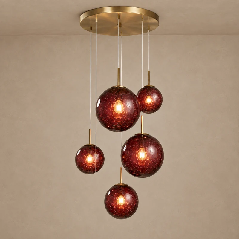 The Chromia Pendant | Burgundy Glass & Brass | CLND009