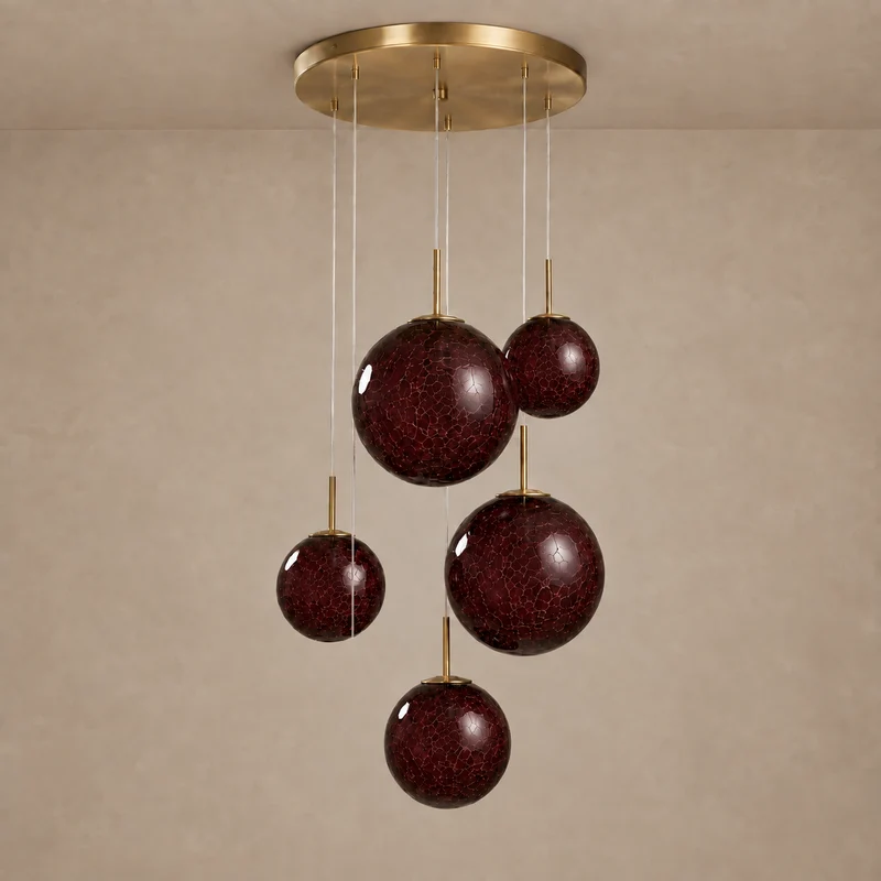 The Chromia Pendant | Burgundy Glass & Brass | CLND009