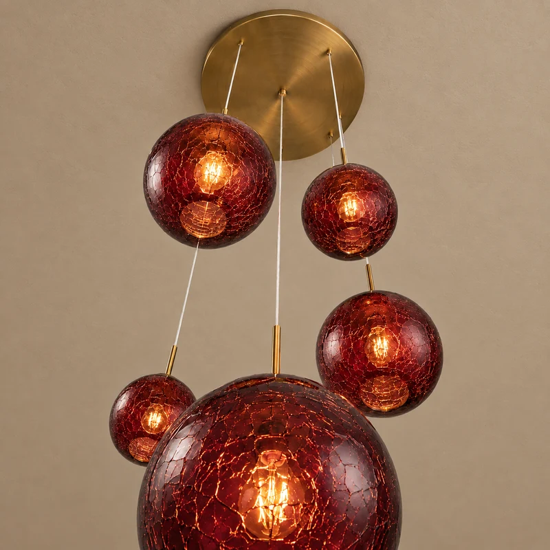 The Chromia Pendant | Burgundy Glass & Brass | CLND009