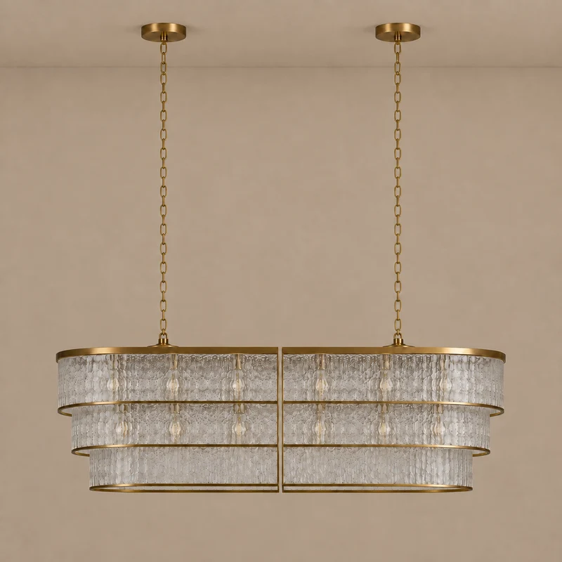 The Lucia Chandelier | Frosted Glass & Brass | CLND040