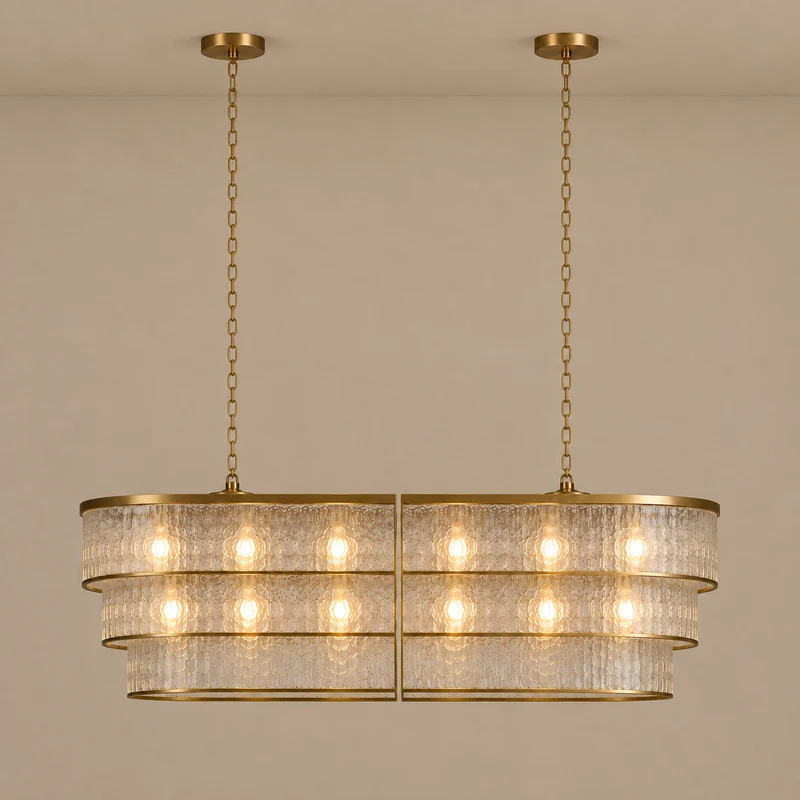 The Lucia Chandelier | Frosted Glass & Brass | CLND040