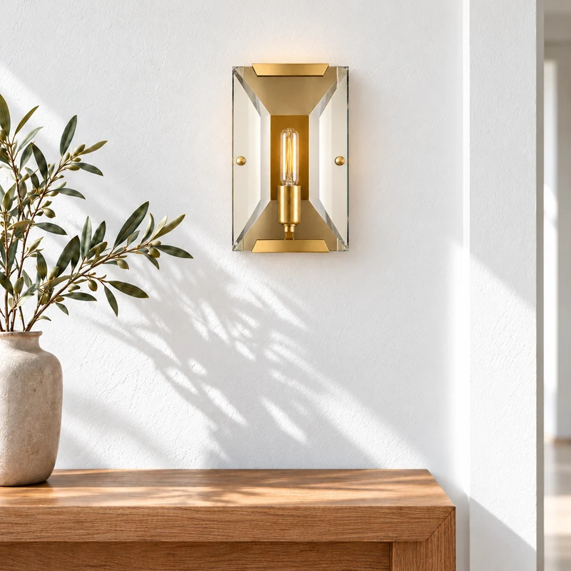 Brass & Crystal Wall Sconce | CLUG03D