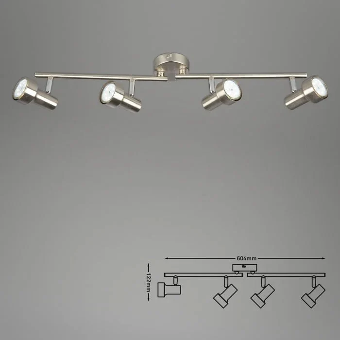 Briloner LED Deckenstrahler 4-flammig GU10 schwenkbar 60 cm Matt-Nickel SUB 2843-042