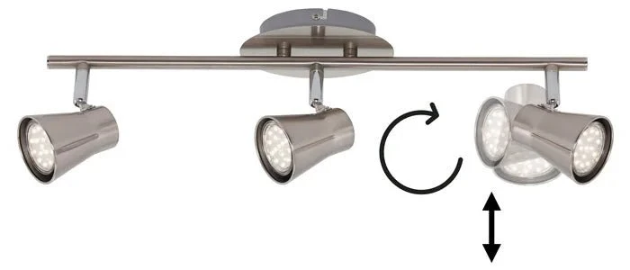 LED Deckenstrahler FOUR 3-flammig nickel-matt – schwenkbar, inkl. GU10 LED 3W, warmweiß