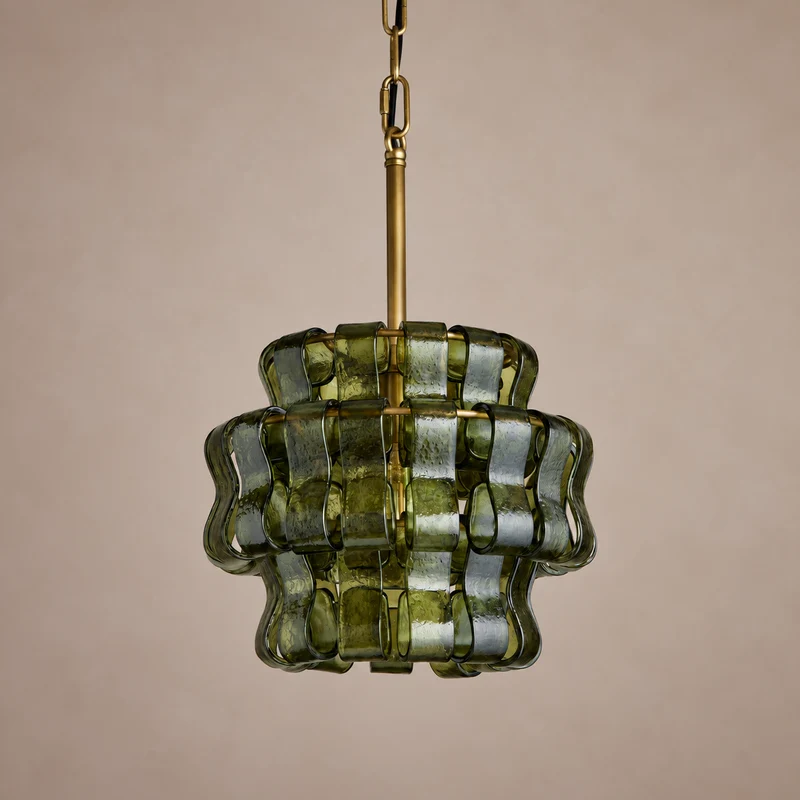 The Bellatrix Pendant | Textured Glass & Brass | CLND020
