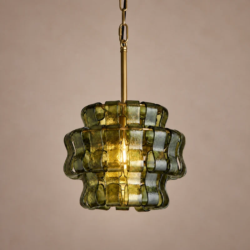 The Bellatrix Pendant | Textured Glass & Brass | CLND020