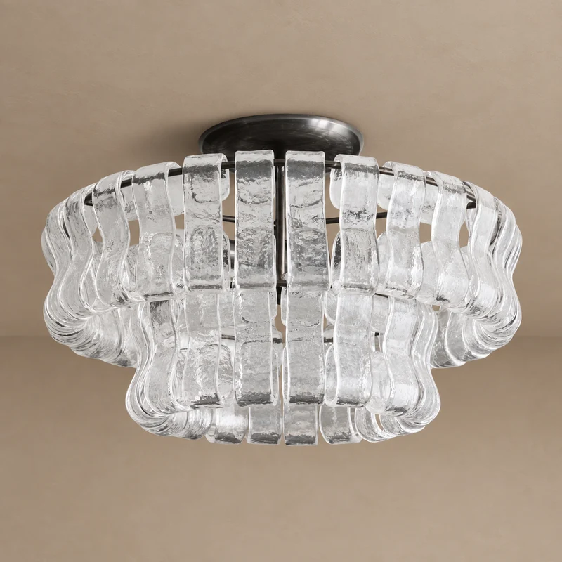 The Bellatrix Flush Mount | Curved Glass & Brass | CLND027