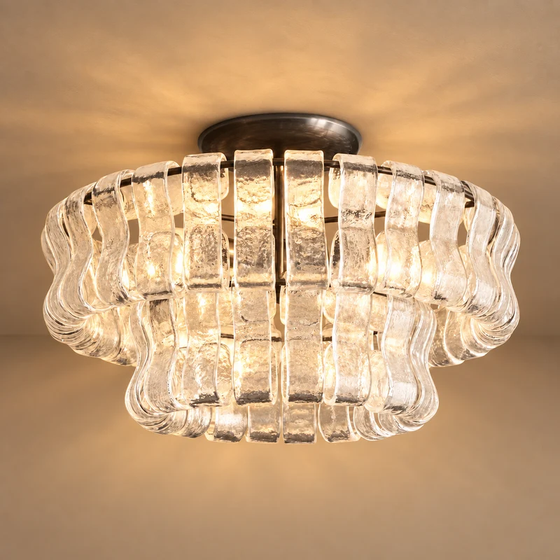 The Bellatrix Flush Mount | Curved Glass & Brass | CLND027