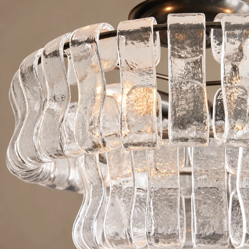 The Bellatrix Flush Mount | Curved Glass & Brass | CLND027