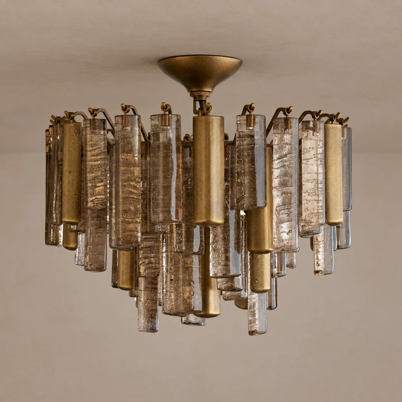 The Veneziana Semi-Flush | Cast Glass & Burnished Brass | CLVNZSF