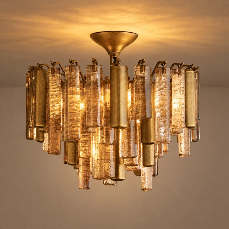 The Veneziana Semi-Flush | Cast Glass & Burnished Brass | CLVNZSF