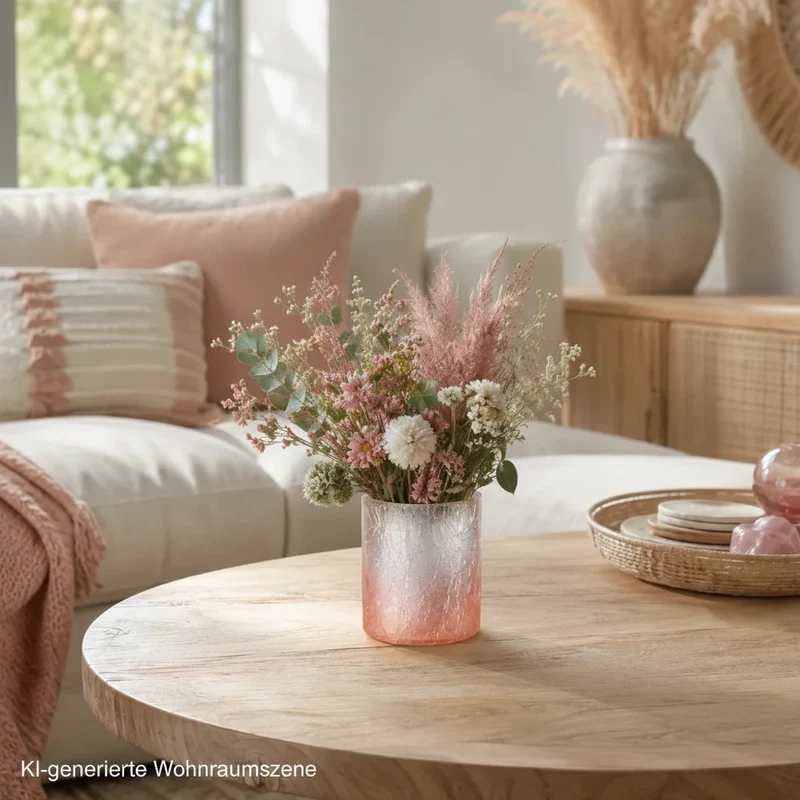Teelichthalter Crush Glas pink – Windlicht mit Farbverlauf – Sompex