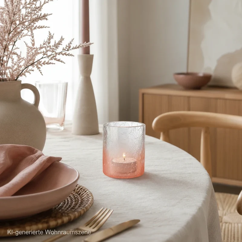 Teelichthalter Crush Glas pink – Windlicht mit Farbverlauf – Sompex