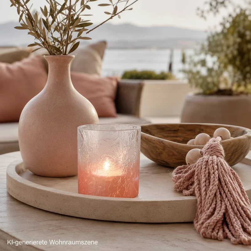 Teelichthalter Crush Glas pink – Windlicht mit Farbverlauf – Sompex