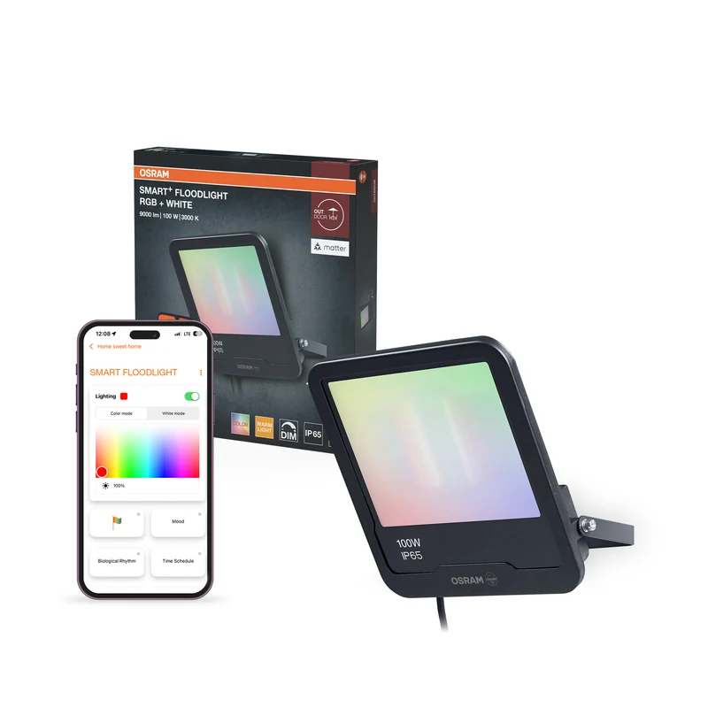OSRAM SMART+ MATTER Floodlight LED-Fluter, 100W, 9000lm, RGBW 16 Mio. Farben, 3000K, WiFi, Matter, Alexa/Google, IP65