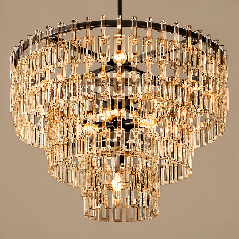 Hand-Cut Crystal Black Tiered Chandelier | CLHUYL0250BL