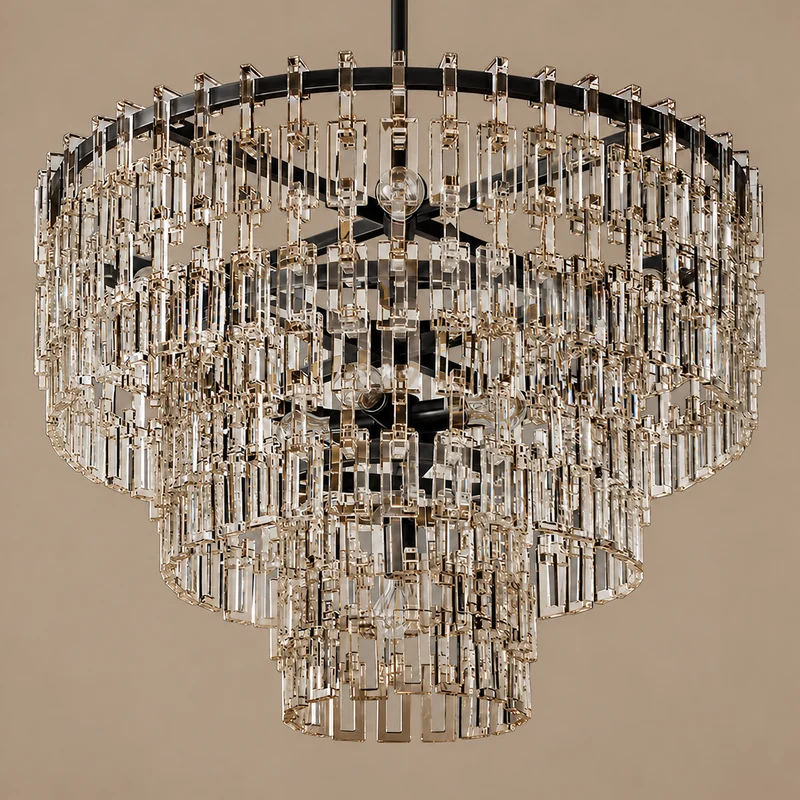 Hand-Cut Crystal Black Tiered Chandelier | CLHUYL0250BL