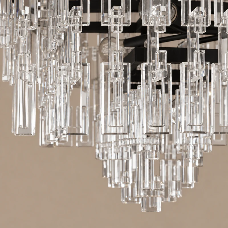 Hand-Cut Crystal Black Tiered Chandelier | CLHUYL0250BL