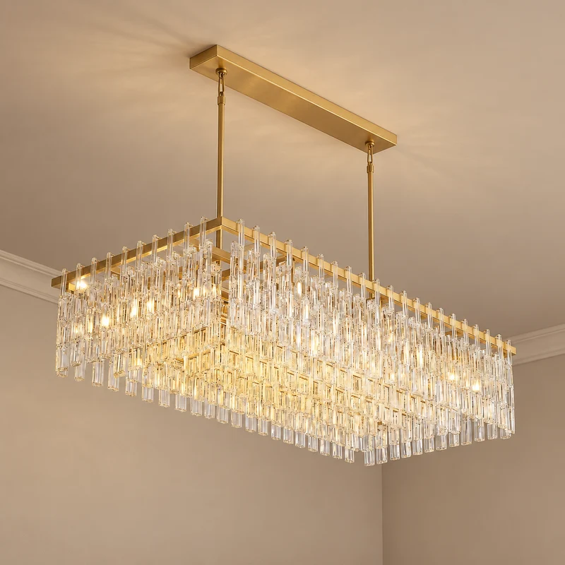 Hand-Cut Crystal Rectangular Chandelier | CLHUYL0250-R