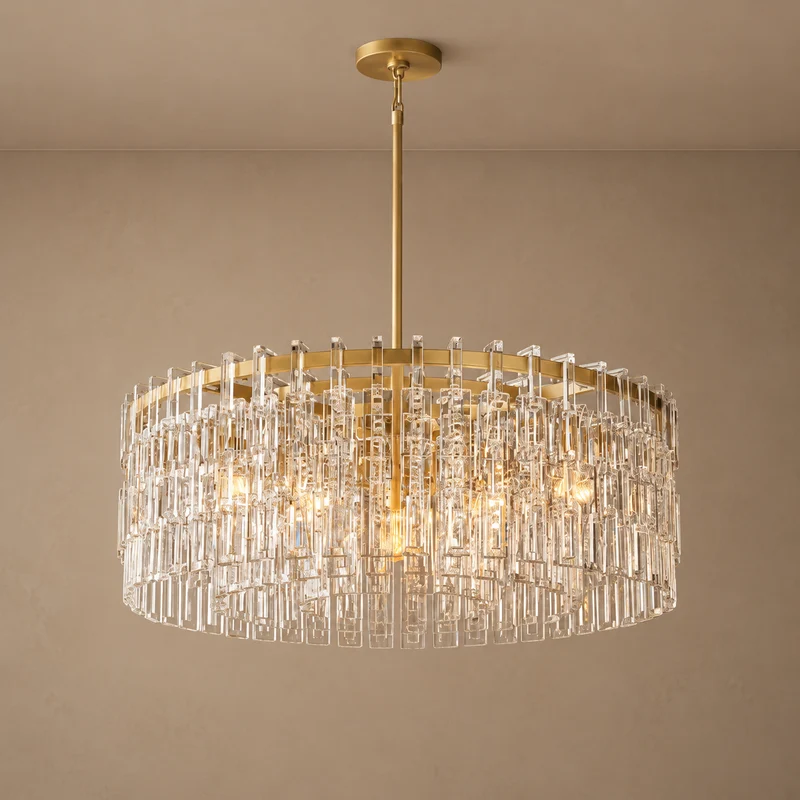 Hand-Cut Crystal Drum Chandelier | CLHUYL0251