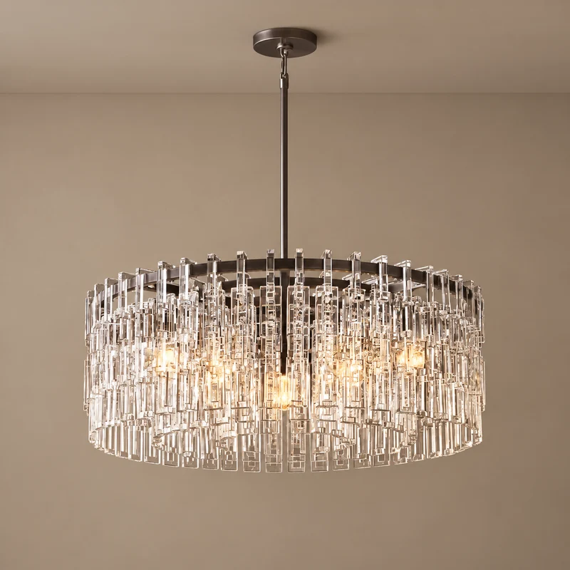 Hand-Cut Crystal Drum Chandelier | CLHUYL0251