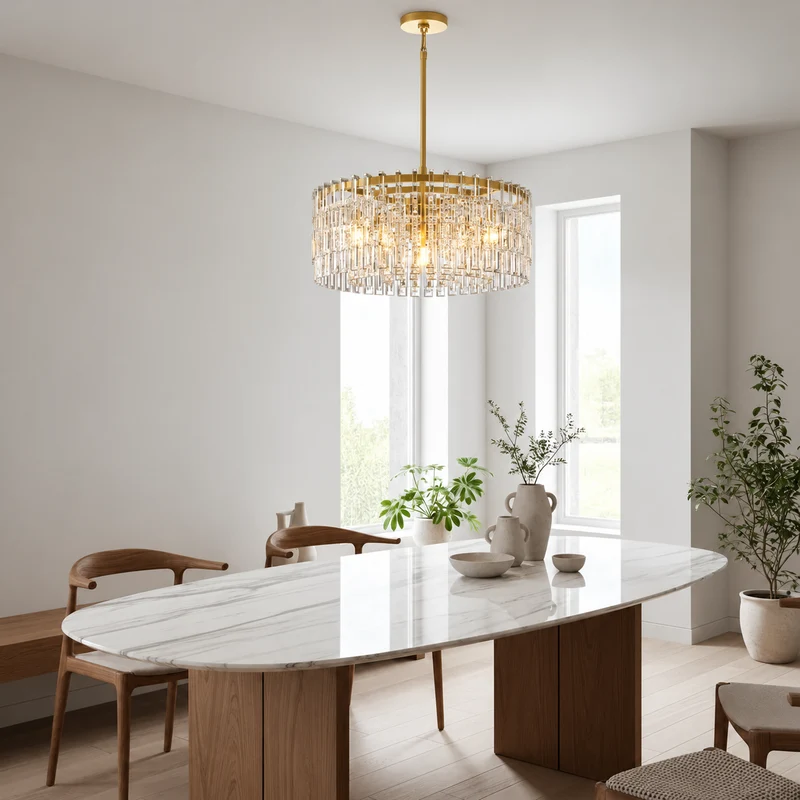 Hand-Cut Crystal Drum Chandelier | CLHUYL0251
