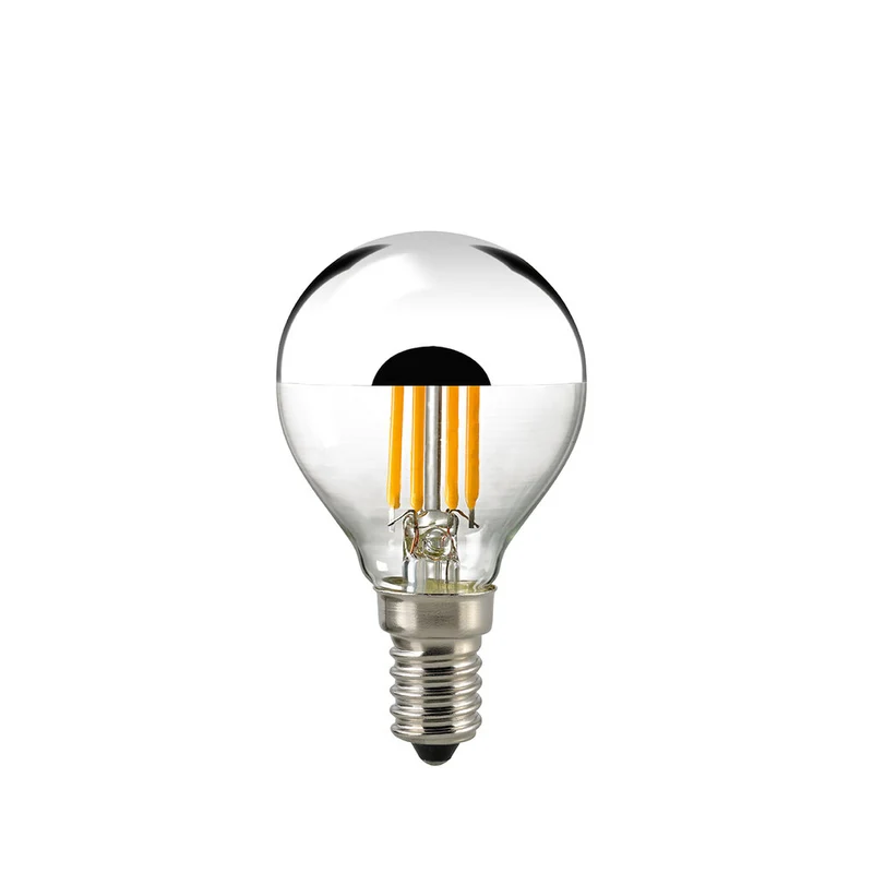 SIGOR LED Filament Kugellampe Kopfspiegel silber E14 dim