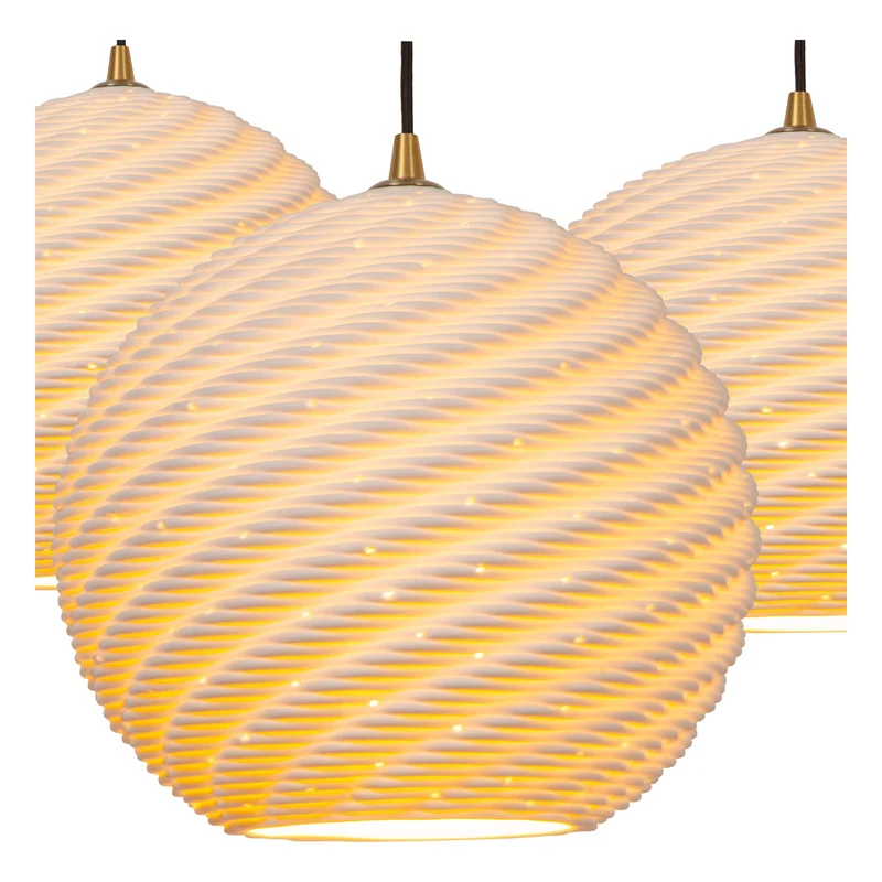 Pendelleuchte Bina 3-flammig Porzellan Weiß höhenverstellbar Ø40cm