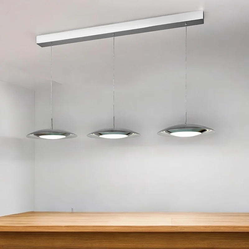 LED Esstischlampe Klaro – 3-flammige Pendelleuchte Nickel matt