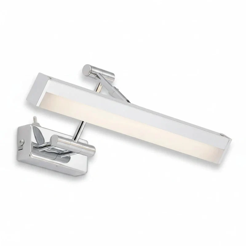 LED Bad Spiegellampe Chrom 37 cm mit Schalter – verstellbare Badezimmer-Wandleuchte IP23 – warmweiß 3000K