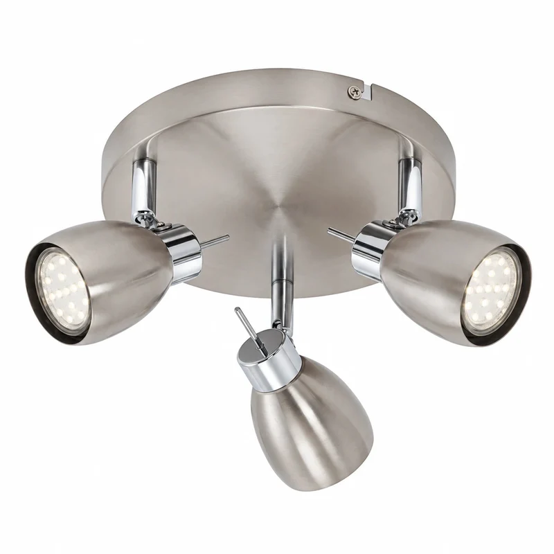 LED Deckenstrahler rund 3-flammig nickel-matt – TWO Deckenspot schwenkbar inkl. GU10, 230V